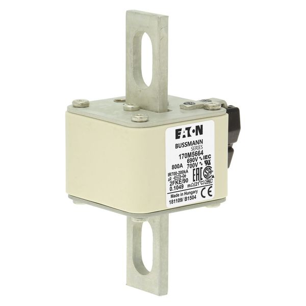 Fuse-link, high speed, 800 A, AC 690 V, size 2, 61 x 77 x 135 mm, aR, IEC, UL, type K indicator, 90 mm centres image 16