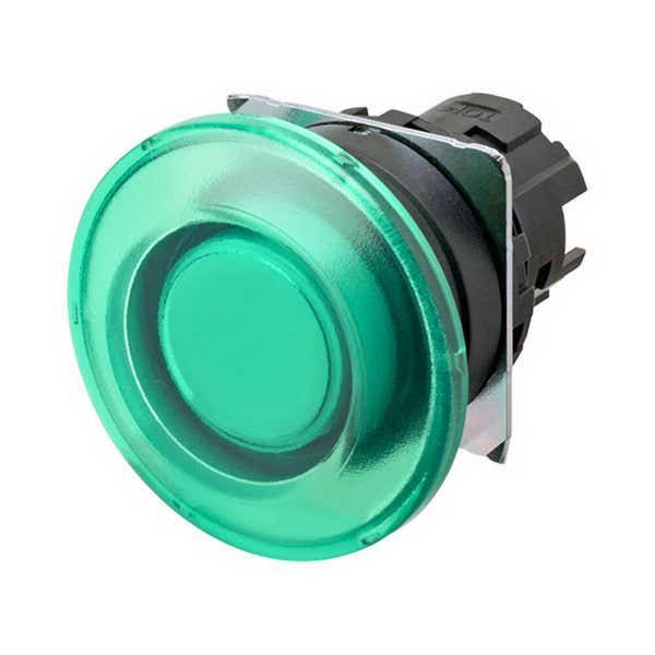 Pushbutton A22NZ Ã˜22, bezel plastic, MUSHROOM, MOMENTARY, CAP COLOR Transparent GREEN, A2270068B image 1