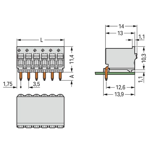 2091-1360 1-conductor THT female connector angled; push-button; Push-in CAGE CLAMP® image 3