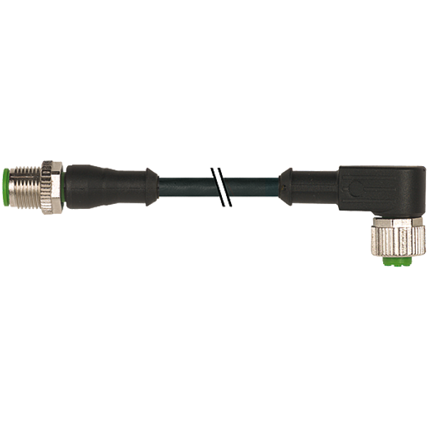 M12 male 0° / M12 female 90° A-cod. PVC 3x0.34 bk UL/CSA 10m image 1