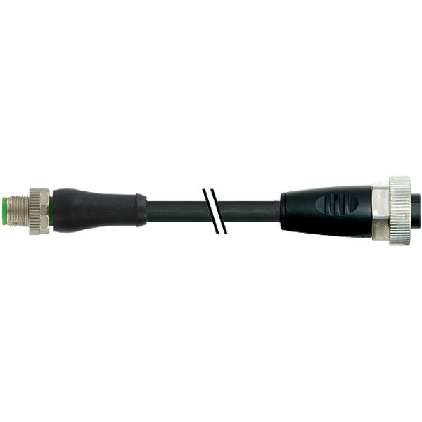 M12 Power L-coded male 0°/7/8" female 0° PUR 5x1.5 bk +drag chain 20m image 1