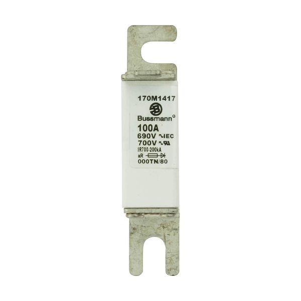 Fuse-link, high speed, 100 A, AC 690 V, DIN 000, aR, DIN, IEC, single indicator, live gripping lugs image 10