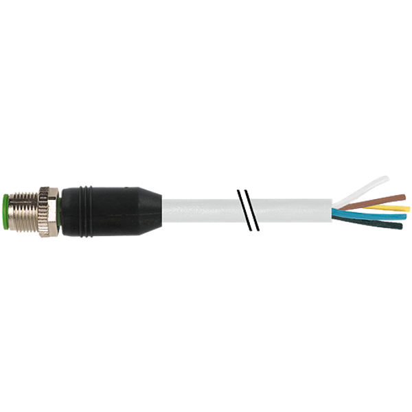 M12 male 0° A-cod. with cable PUR 8x0.25 gy UL/CSA+drag ch. 7.5m image 1