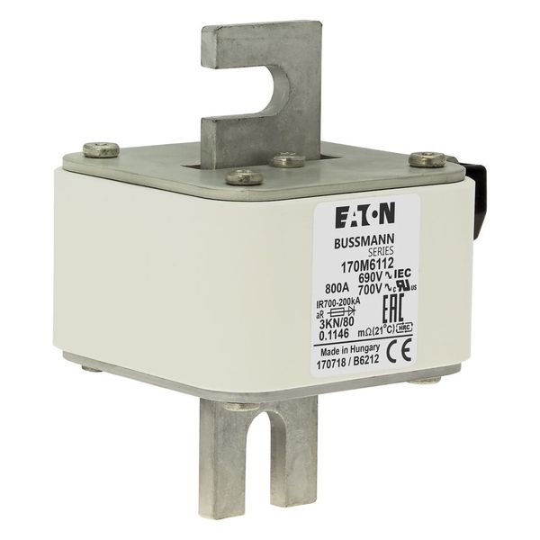 Fuse-link, high speed, 800 A, AC 690 V, DIN 3, 76 x 92 x 109 mm, aR, DIN, IEC, single indicator image 17