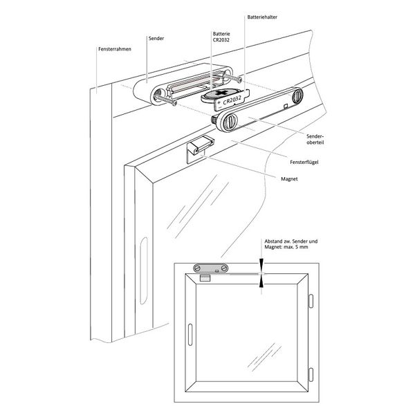 Wireless window contact, heating off when the window is open, battery-operated, only suitable for INSTAT 868-a1Up image 2