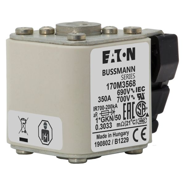 Fuse-link, high speed, 350 A, AC 690 V, compact size 1, 45 x 59 x 51 mm, aR, IEC, UL, single indicator image 25