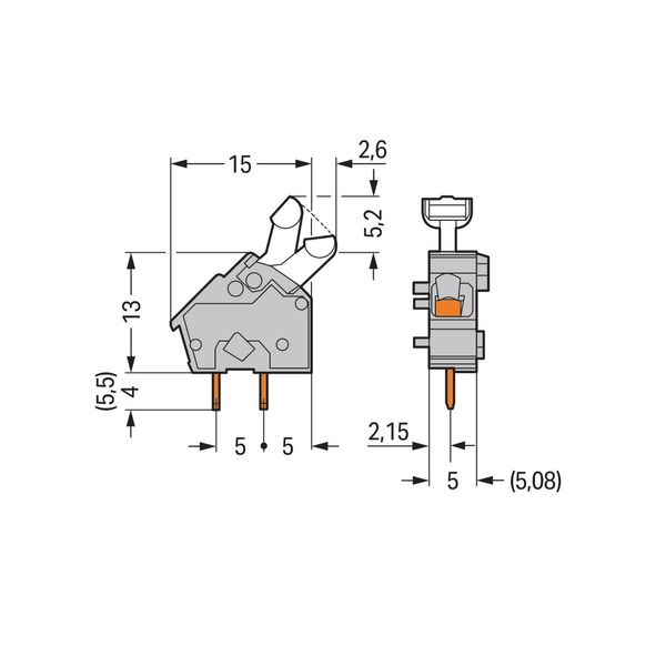 Stackable PCB terminal block push-button 2.5 mm² blue image 3