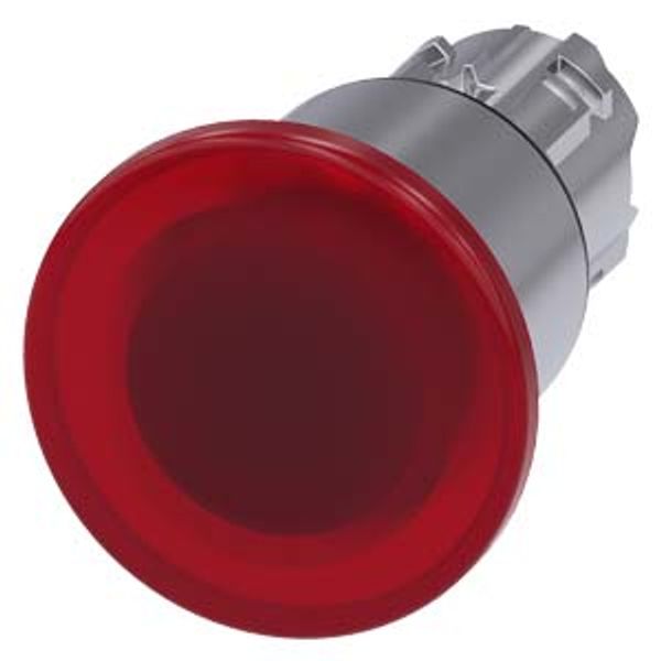 Illuminated mushroom pushbutton, 22 mm, round, metal, shiny, red, 40 mm, 3 switch positions, latches after pushing in, unlatches by pull-to-unlatch mechanism to center  3SU1051-1EA20-0AA0-Z Y15 image 2