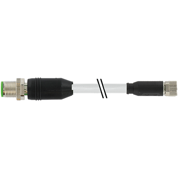 M12 male 0° / M8 female 0° A-cod. shielded PUR 4x0.34 gy 11.0m image 1