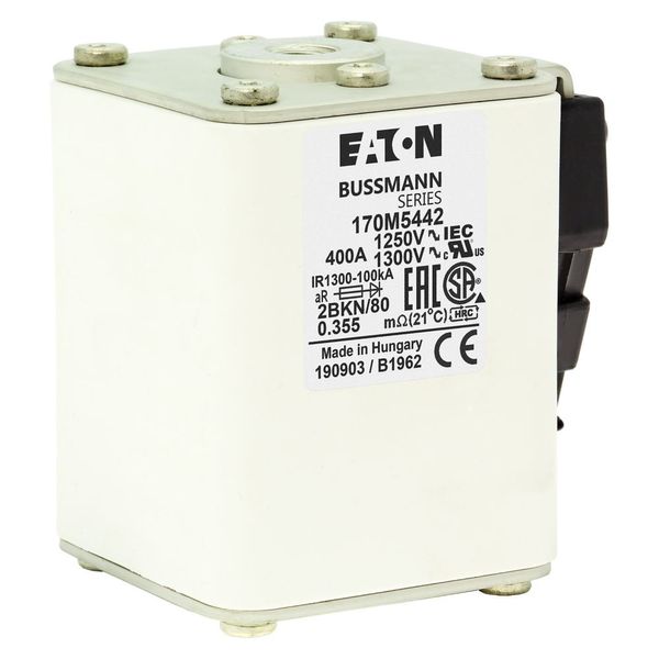 Fuse-link, high speed, 400 A, AC 1250 V, size 2, 61 x 77 x 81 mm, aR, IEC, UL, single indicator image 16