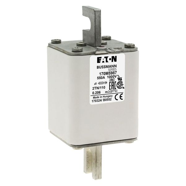 Fuse-link, high speed, 550 A, AC 1000 V, DIN 2, 59 x 75 x 138 mm, aR, DIN, IEC, single indicator image 17