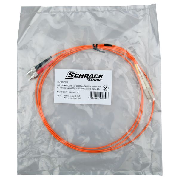 FO Patchcord Duplex LC/FC,50/125æm OM2, LS0H-3, orange, 3.0m image 4