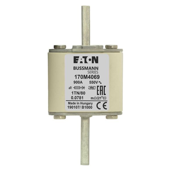 Fuse-link, high speed, 900 A, AC 550 V, DIN 1, 53 x 66 x 108 mm, aR, DIN, IEC, single indicator image 14