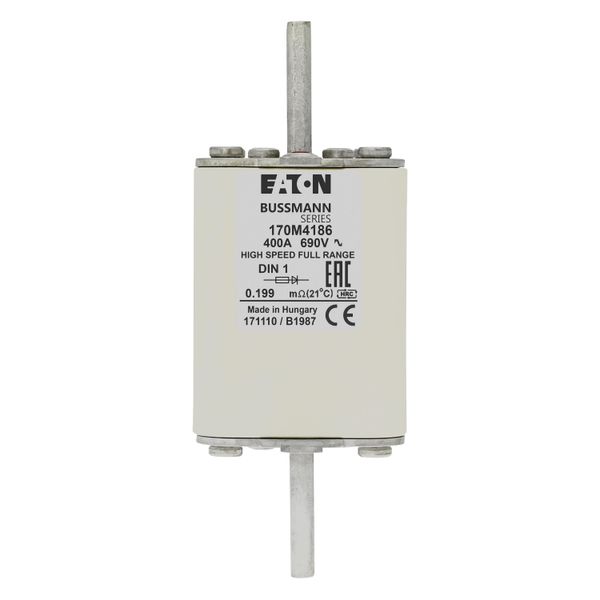 Fuse-link, high speed, 400 A, AC 690 V, DIN 1, 52 x 66 x 135 mm, gR, DIN, IEC, single indicator image 9