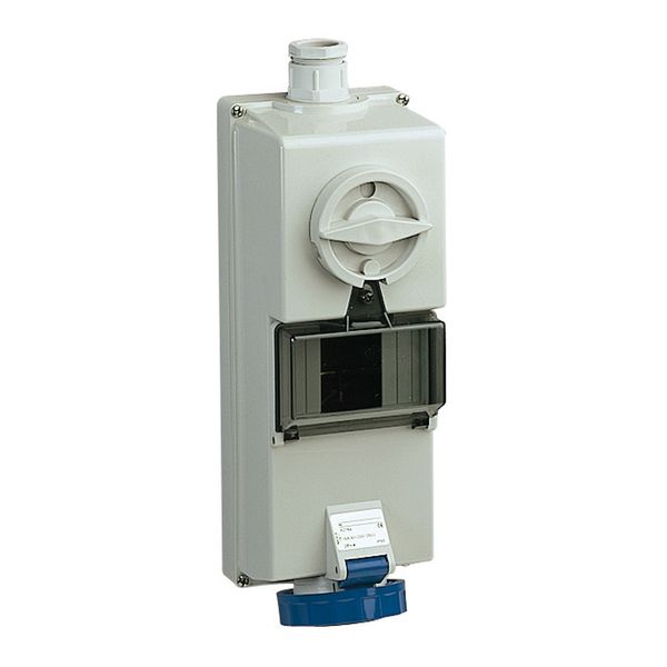 Isoblock interlocked socket - 32 A - 2P + E - 200...250 V AC - IP65 - wall image 1