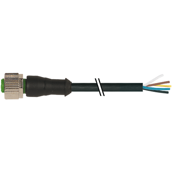 M12 female 0° A-cod. with cable PVC 5x0.34 bk UL/CSA 4m image 1