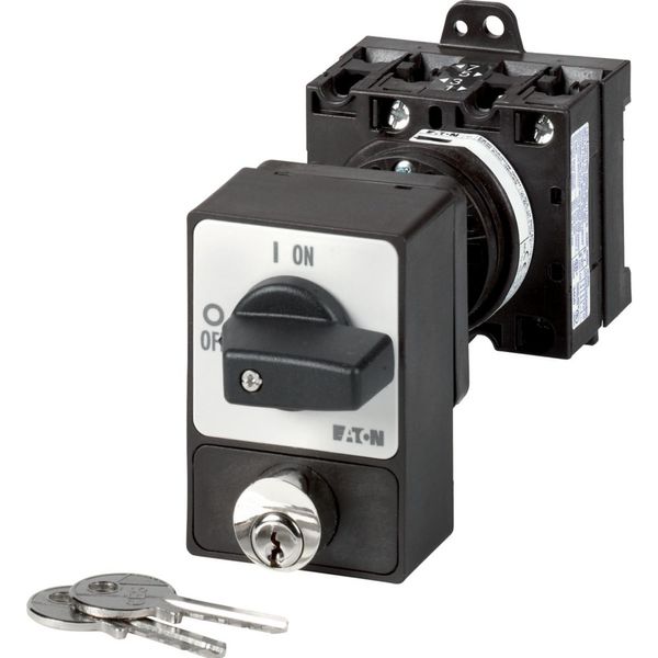 ON-OFF switches, T3, 32 A, rear mounting, 3 pole, with black thumb grip and front plate, Cylinder lock SVA image 4