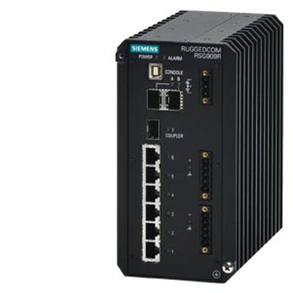 RUGGEDCOM RSG909R is a 9 port industrially hardened, fully managed Ethernet switch featuring an integrated HSR/PRP RedBox for use in harsh industrial environments. The  6GK6498-0RB00-1CN1 image 2