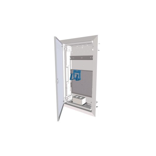 Hollow wall compact distribution board, multimedia, 3-rows, flush sheet steel door image 1