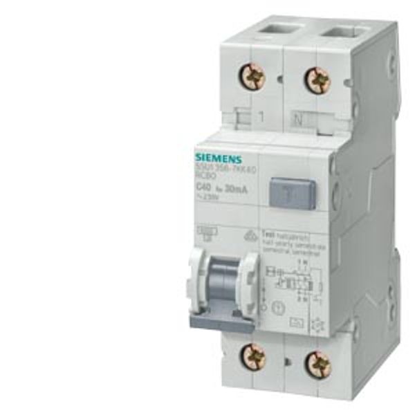 RCBO, 4.5 kA, 1-pole+N, type AC, 30 mA, C char, In: 6 A, Un AC: 230 V, use of these .... 5SU1353-1KK06 image 1