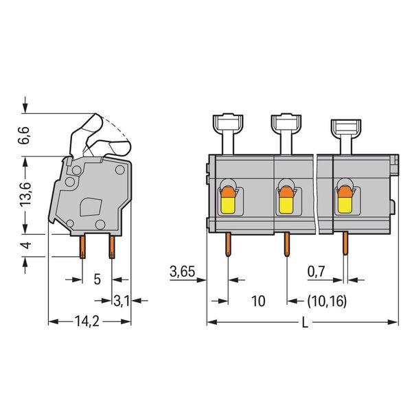 PCB terminal block push-button 2.5 mm² gray image 4