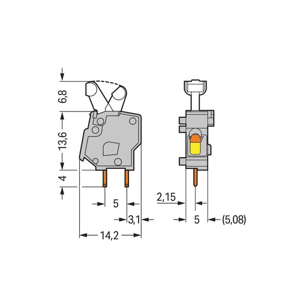 Stackable PCB terminal block push-button 2.5 mm² dark gray image 2