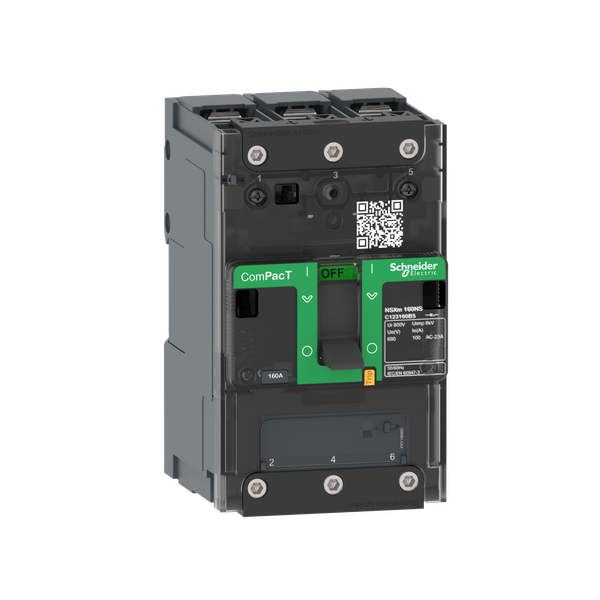 Switch disconnector, ComPacT NSXm 160NA, 3 poles, thermal current Ith 160A, compression lugs and busbar connectors image 4