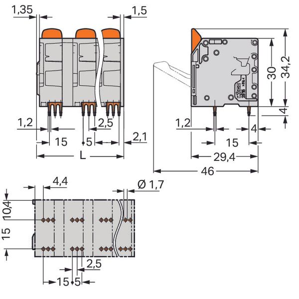 2616-3357 PCB terminal block; lever; 16 mm² image 3