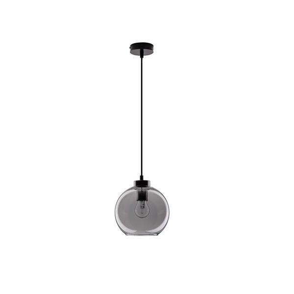 Smoky Glass  Black Cord  Black Metal Base   LED E27 1x12 Watt 230 Volt   IP20 Bulb Excluded  D: 20 H1: 17.4 H2: 220 cm Adjustable height image 1