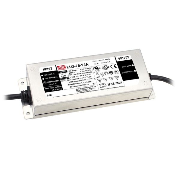 ELG-75-12-3Y Led driver, IP67 60W, 12V, 5A CV+CC + PE, MEAN WELL image 1