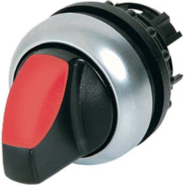 Illuminated selector switch actuator, RMQ-Titan, With thumb-grip, momentary, 2 positions, red, Bezel: titanium image 1