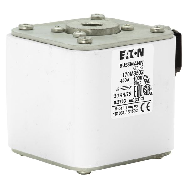 Fuse-link, high speed, 400 A, AC 1000 V, size 3, 74 x 92 x 91 mm, aR, IEC, UL, single indicator image 16