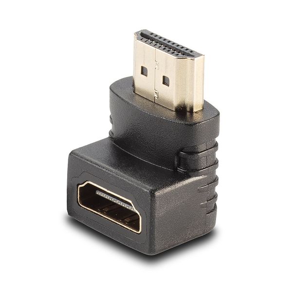 HDMI Female to HDMI Male 90 Degree Right Angle Adapter - Down 90° adapter with Male to Female connections image 1