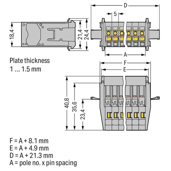 1-conductor male connector CAGE CLAMP® 4 mm² gray image 2