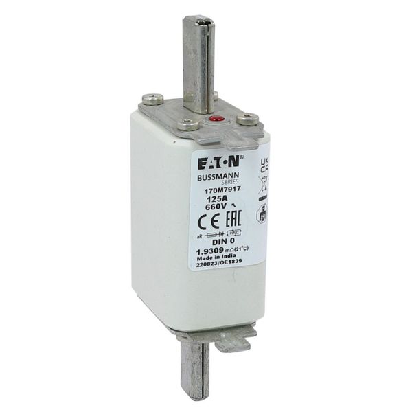 Fuse-link, high speed, 125 A, AC 660 V, DIN 0, aR, DIN, IEC, single indicator, live gripping lugs image 21