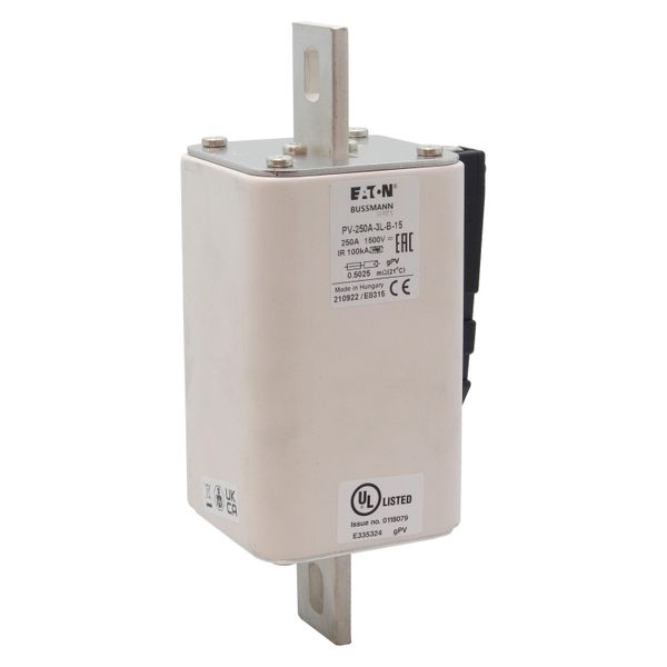 Fuse-link, high speed, 250 A, DC 1500 V, 3L, 75 x 205 mm, gPV, IEC, UL, with indicator, bolted contacts image 28