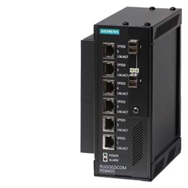 6GK6094-0GS21-0BA0-Z A02 RUGGEDCOM RS940G is an industrially hardened, fully managed Ethernet switch providing 6 or 8 ports of Gigabit Ethernet. 6 10/100/1000BaseTX triple speed copper image 1