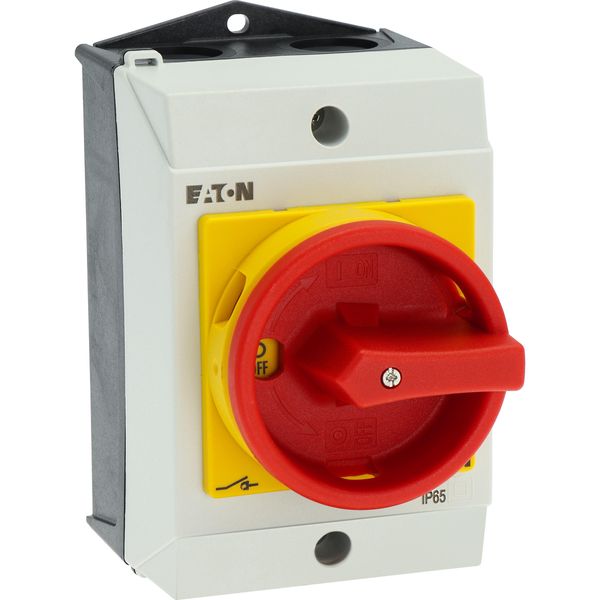 Main switch, T0, 20 A, surface mounting, 4 contact unit(s), 8-pole, Emergency switching off function, With red rotary handle and yellow locking ring, image 59