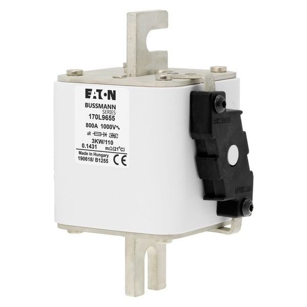 Fuse-link, high speed, 800 A, AC 1000 V, Size 3, 74 x 92 x 141 mm, aR, DIN, IEC, single indicator image 3