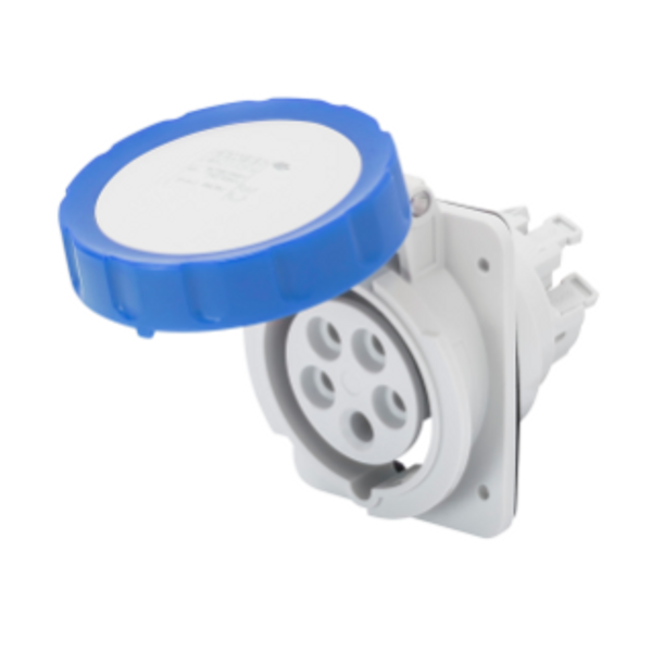 10° ANGLED FLUSH-MOUNTING SOCKET-OUTLET HP - IP66/IP67 - 2P+E 16A 200-250V 50/60HZ - BLUE - 6H - FAST WIRING image 1