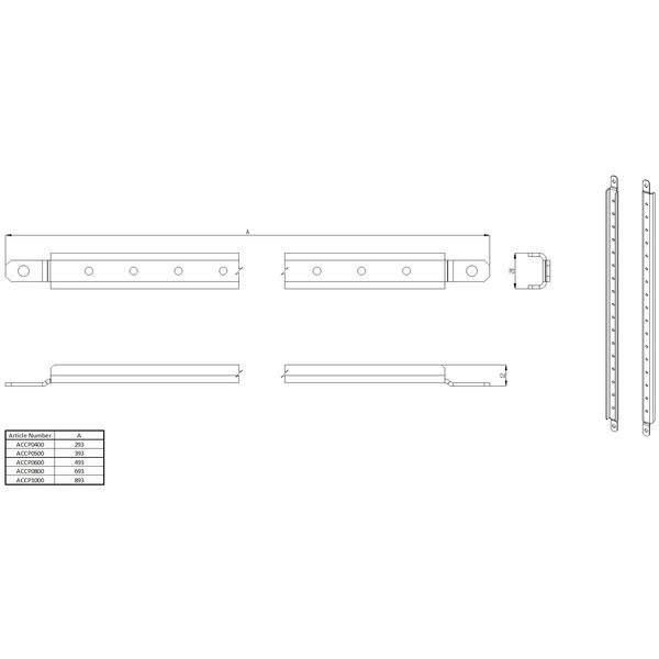 Door-mounting profiles for 500 mm wide enclosures image 2