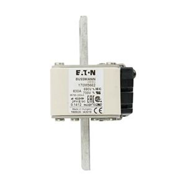 Fuse-link, high speed, 630 A, AC 690 V, size 2, 61 x 77 x 135 mm, aR, IEC, UL, type K indicator, 90 mm centres image 4