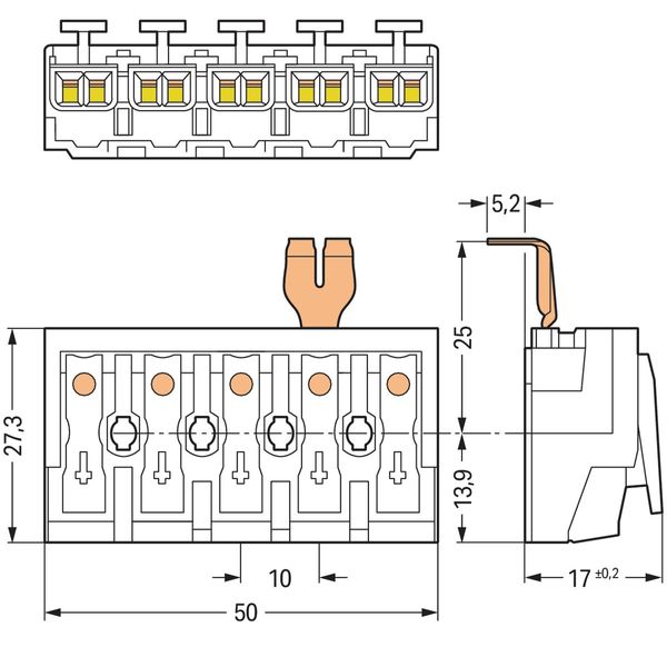 Lighting connector push-button, external with snap-in ground contact w image 3