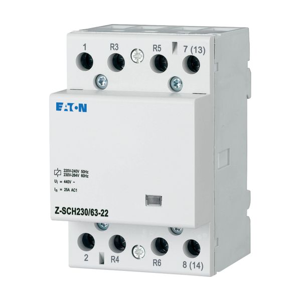 Installation contactor, 230VAC/50Hz, 2N/O+2N/C, 63A, 3HP image 5