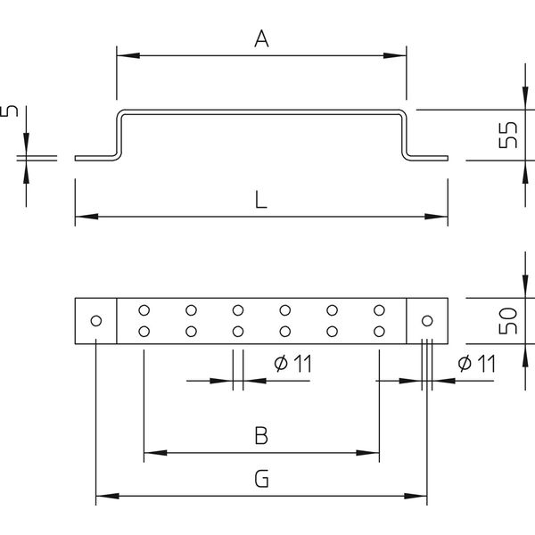 1805 4 FT Earthing rail for 4 connection cables 50x5mm image 2