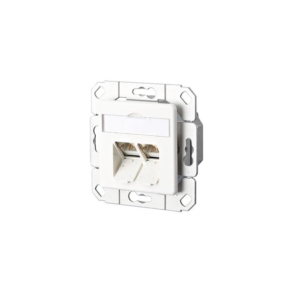 E-DAT C6 2 port flush mounted trunking installation pure white image 1