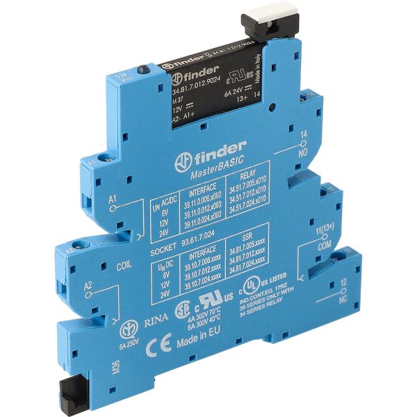 Rel. interface SSR MasterBASIC screw In.12VDC/SEN/1NO Out.6A/24VDC (39.10.7.012.9024) image 3