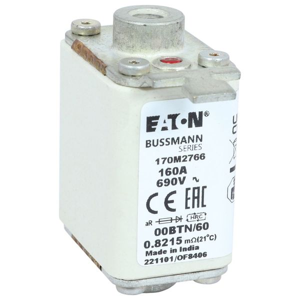 Fuse-link, high speed, 160 A, AC 690 V, size 00, 30 x 62 x 64 mm, aR, IEC, single indicator image 29