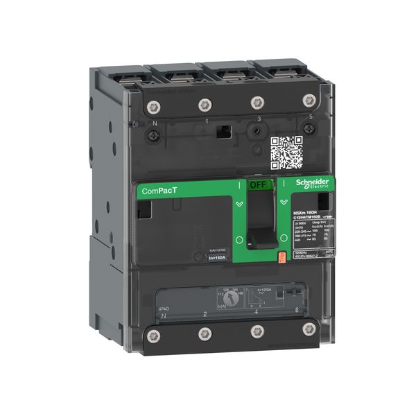 Circuit breaker, ComPacT NSXm 160F, 36kA/415VAC, 4 poles 3D (neutral not protected), TMD trip unit 125A, lugs/busbars image 3