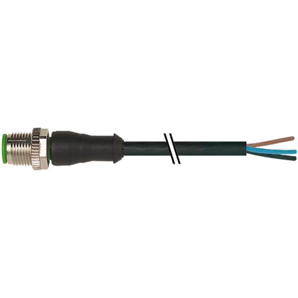 M12 male 0° A-cod. with cable PVC 3x0.34 bk UL/CSA 0.4m image 1